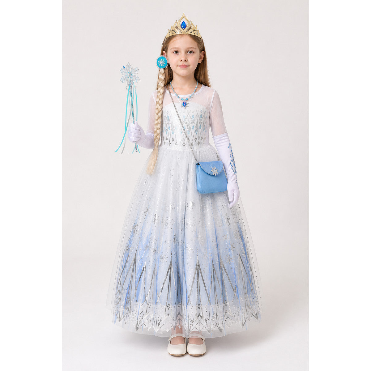 Snow Queen Costume with Dress and Crown main product view