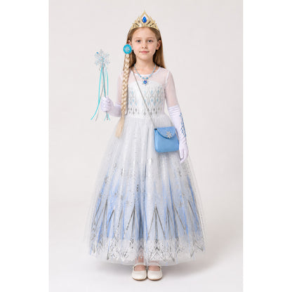 Snow Queen Costume with Dress and Crown main product view