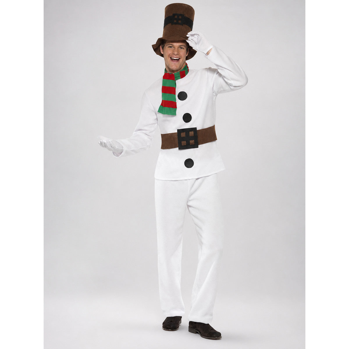 New Year's snowman costume with hat, scarf, and belt