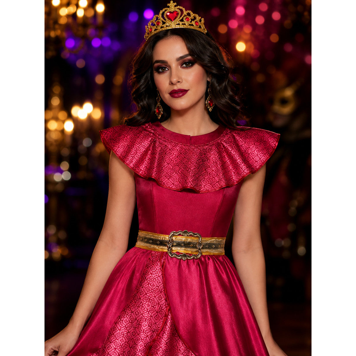 Girls Princess Costume Set, Bright Pink Dress with Crown and Magic Wand