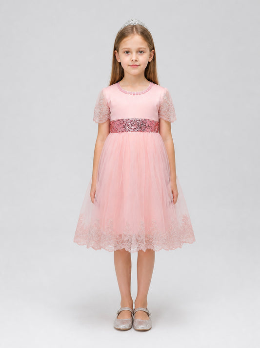 Princess Flower Girl Dress with Full Skirt for Weddings on-model view