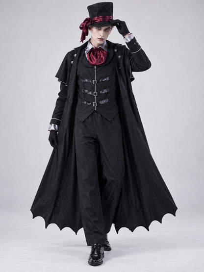 Gothic Black and Red Cosplay Costume with Cape