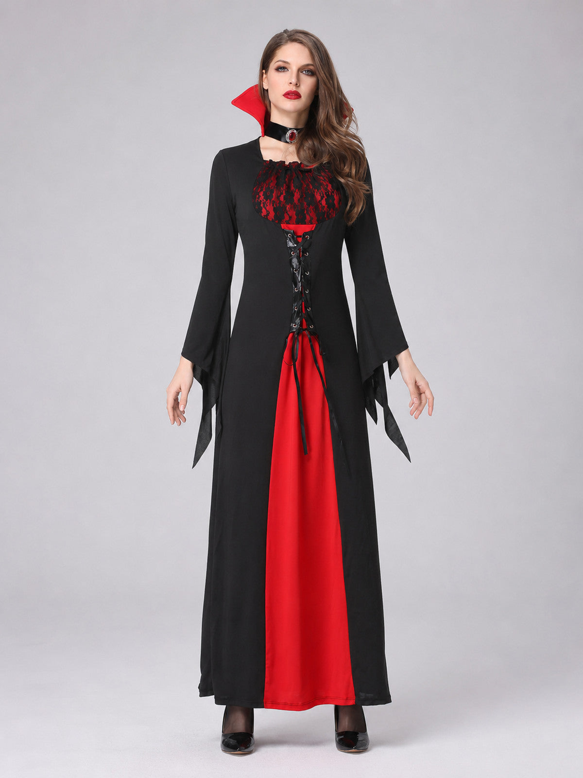 Carnival Cosplay Dress with Red and Black Details