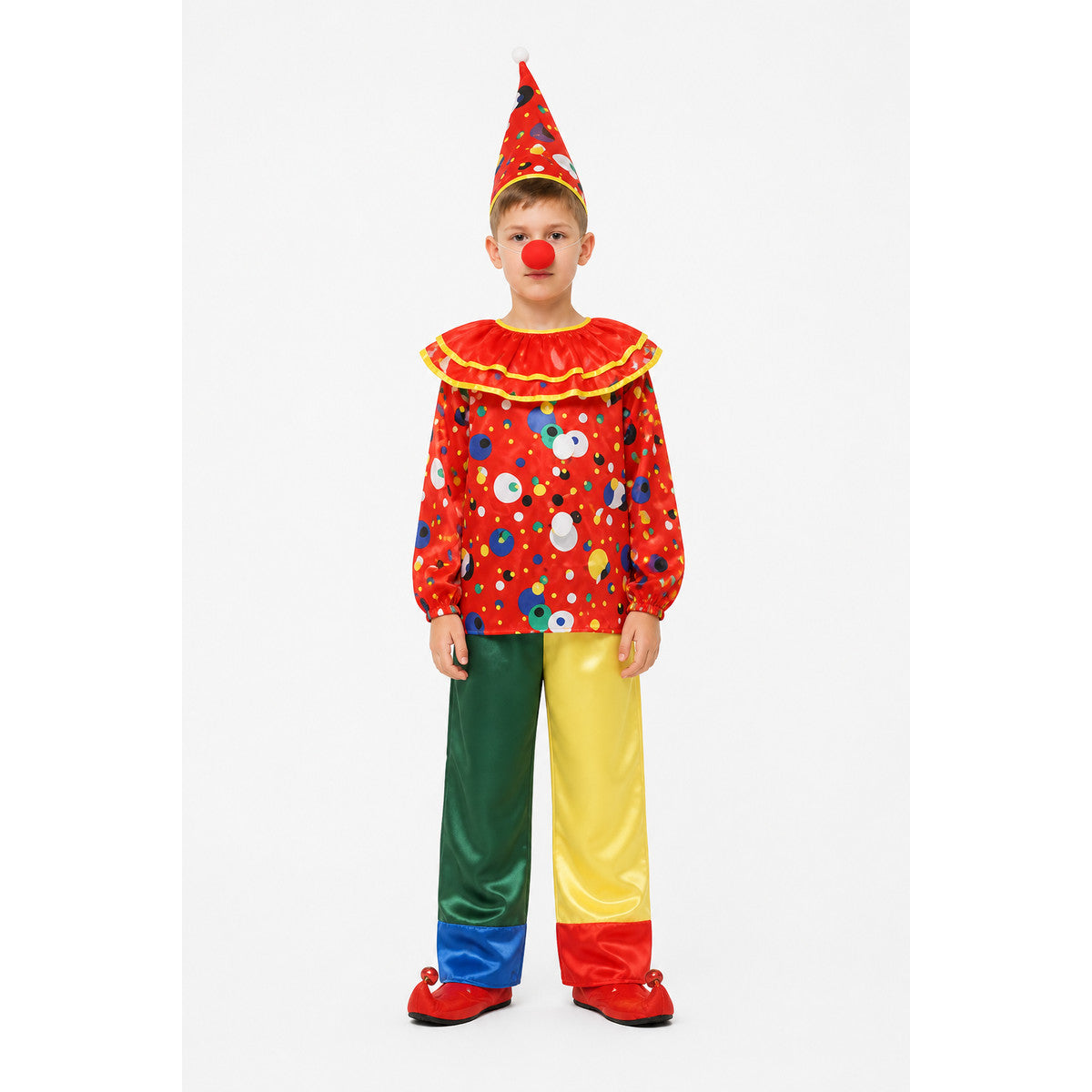 Carnival Clown Costume with Hat and Jabot main product view
