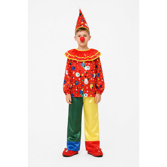 Carnival Clown Costume with Hat and Jabot main product view