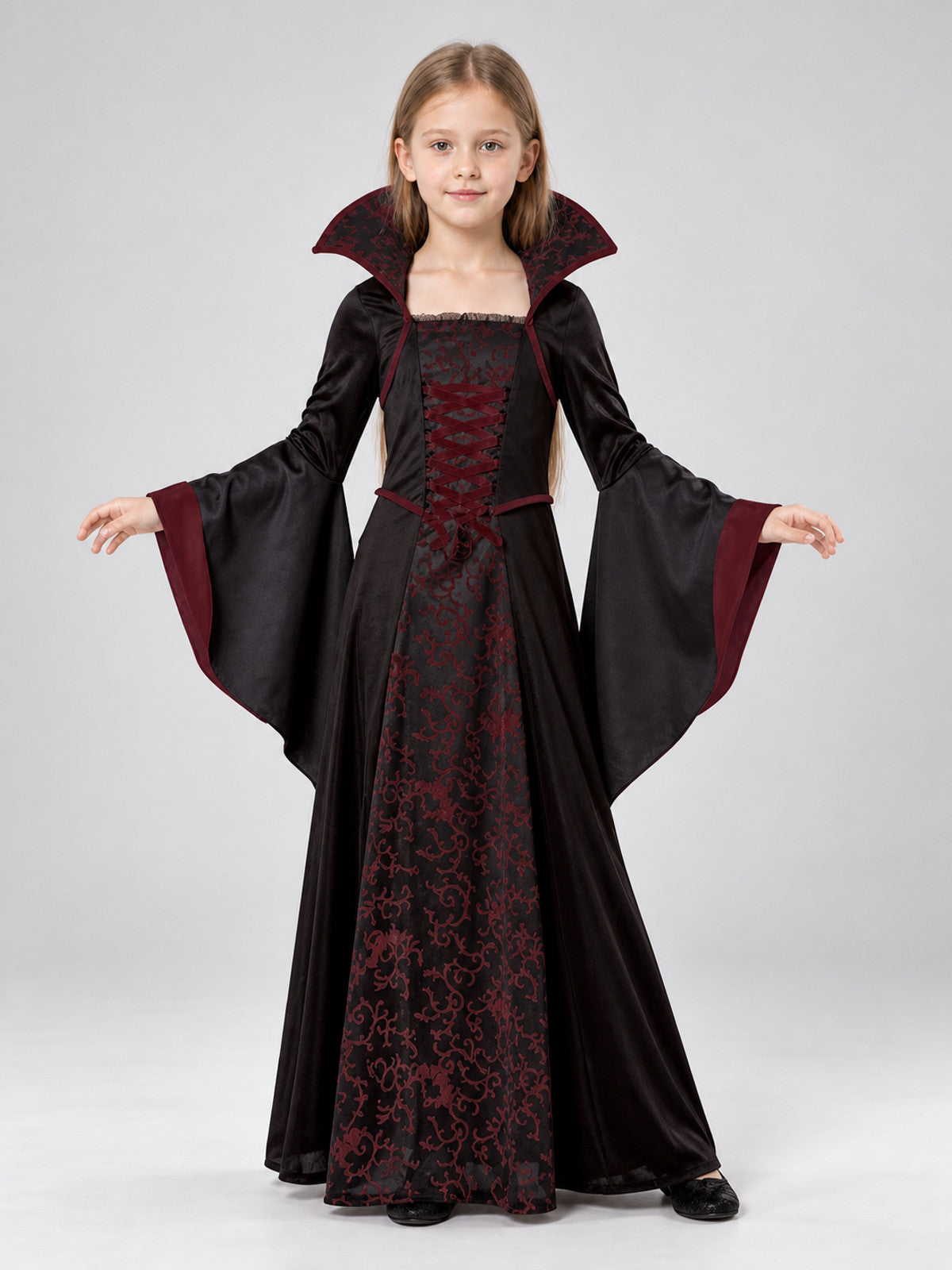 Carnival Dress with High Collar and Lacing