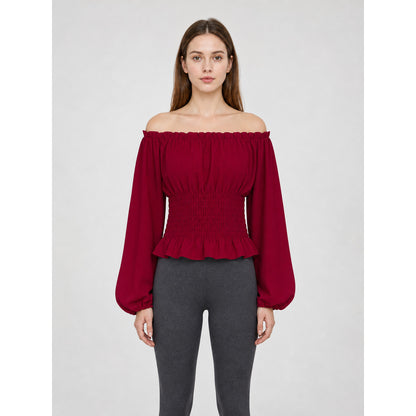 Off-the-Shoulder Blouse with Long Sleeves