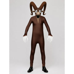 Halloween monster jumpsuit with horns and white paws