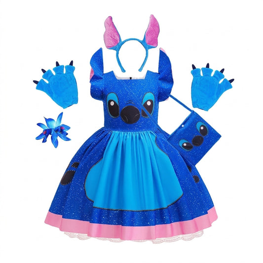 Girls' Stitch Cosplay Dress Cute Cartoon Movie Same-Style Costume for Halloween Carnival Stage Performances & Kids' Dress-Up - Color:As Picture Show 8