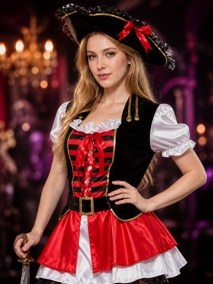 Women's Pirate Costume for Cosplay and Halloween on-model view