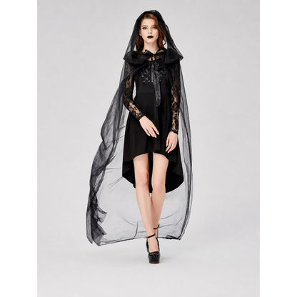 Women's Gothic Hooded Halloween Costume on-model view