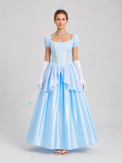 Princess Sissi Cosplay Dress, Blue, Long on-model view
