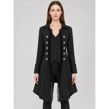 Gothic Long Frock Coat with High Collar
