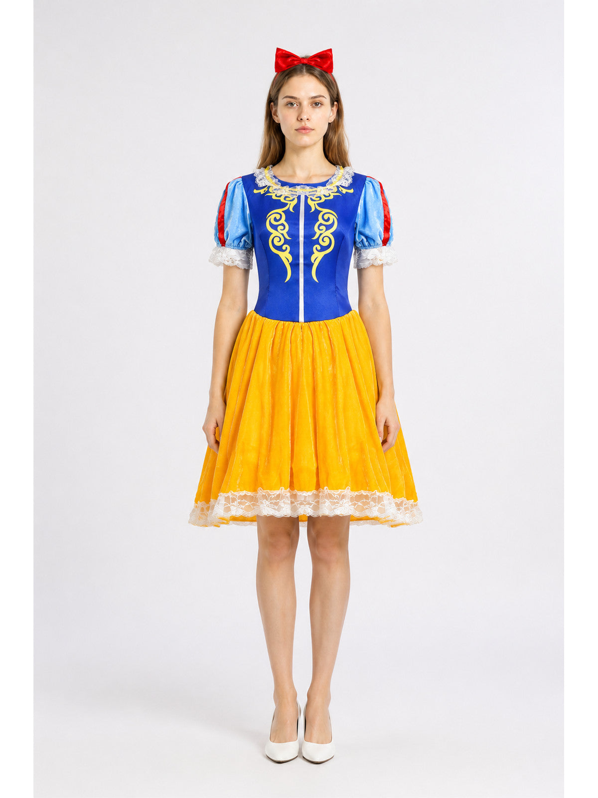 Plus-Size Princess Costume with Bow and Lace main product view