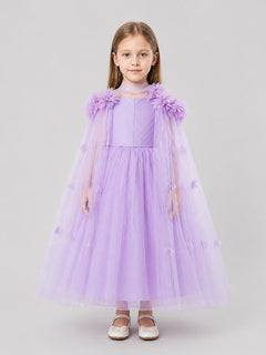 Dressy Girls’ Tulle Dress with Flowers