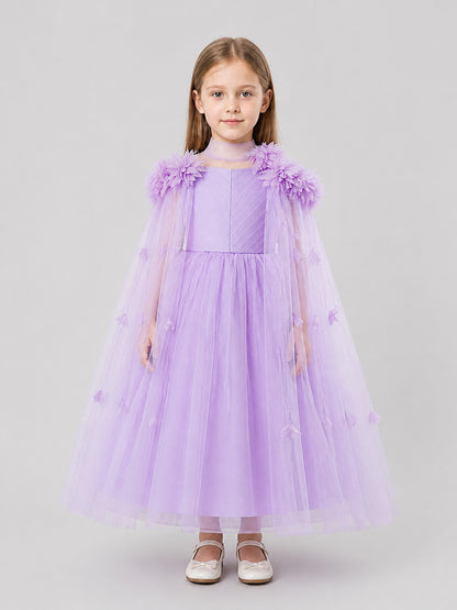 Dressy Girls’ Tulle Dress with Flowers