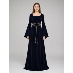 Gothic Maxi Evening Dress with Belt