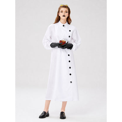 Scientist Costume: White Long Lab Coat with Collar