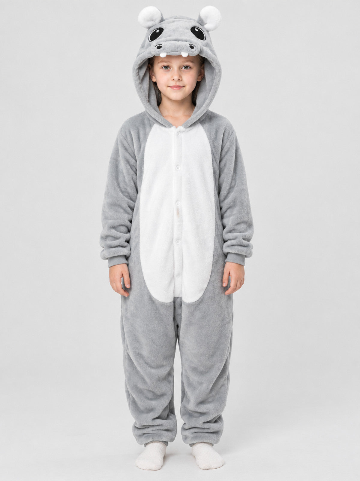 Flannel Hooded Pajama Jumpsuit with White Panel