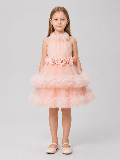 Girls' Dressy Princess Dress, Pink, Sleeveless on-model view