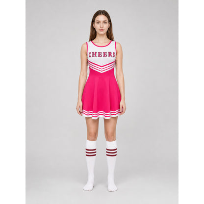 CHEERS Cheerleading Costume with Pom-Poms and Knee-High Socks front view