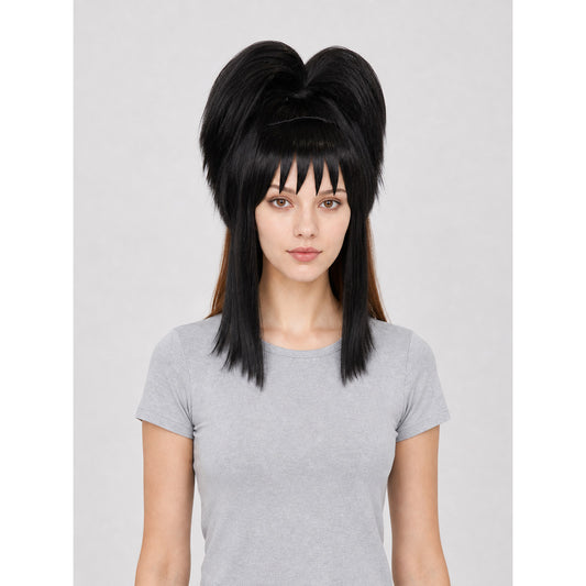 Lydia Wig for Cosplay, Black, with Two Buns