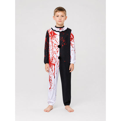 Carnival Clown Costume Jumpsuit with Blood Splatter Print