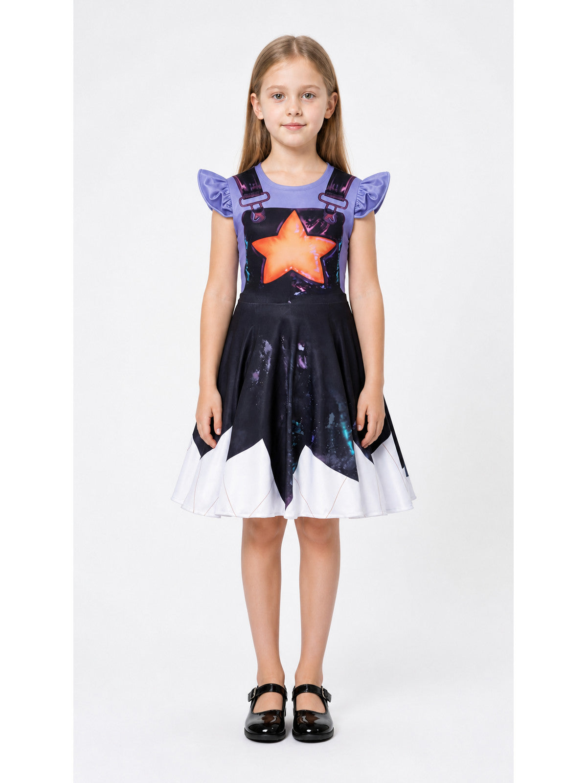 Poppy Playtime Lily Dress: Purple Sleeves and Stars main product view