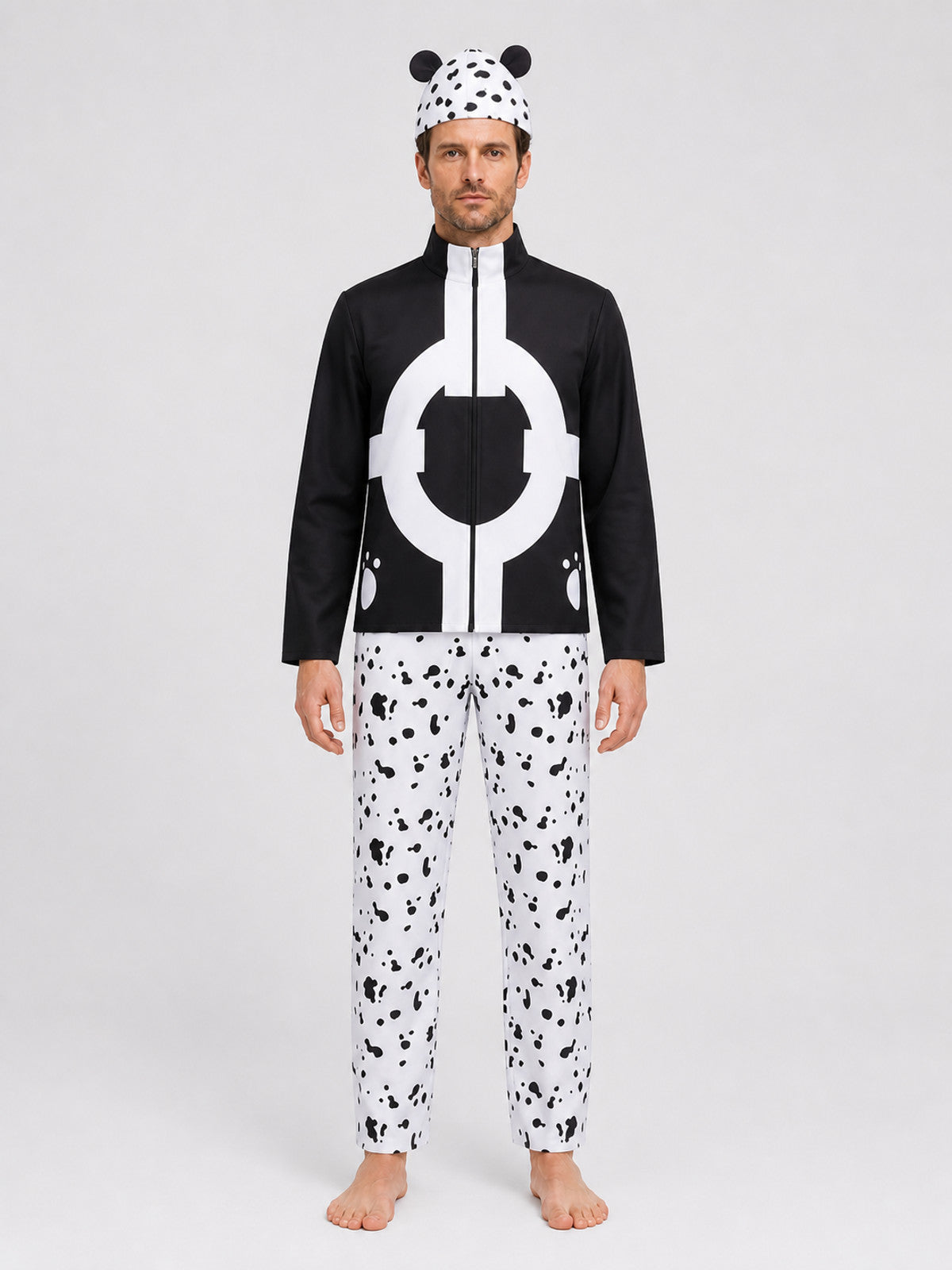 Kuma One Piece Cosplay Costume, Black and White, 3 Pieces on-model view