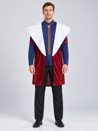 King Carnival Costume with Red Cape and Chain