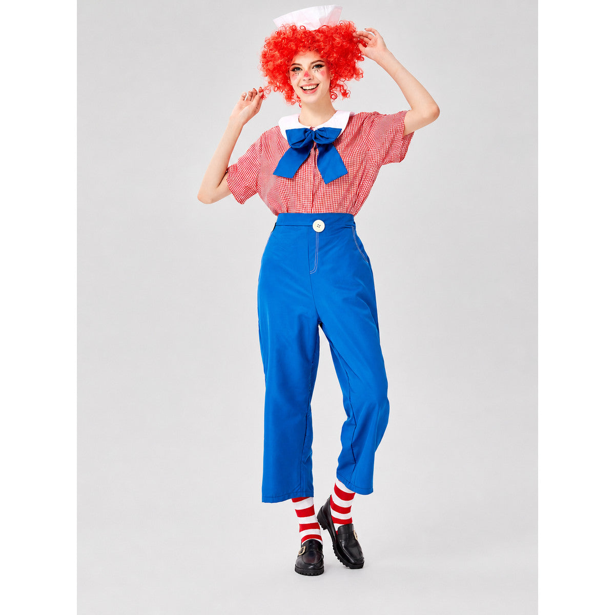 Circus-Style Clown Costume with Bow and Pants