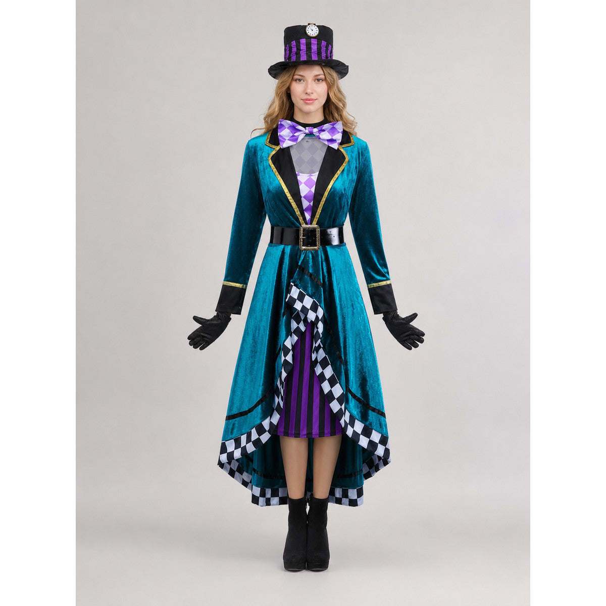 Magician Costume with Top Hat and Gloves for Performances