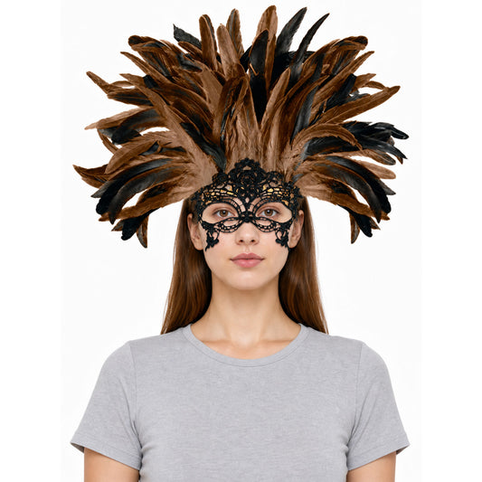 Carnival Headpiece with Feathers and Mask
