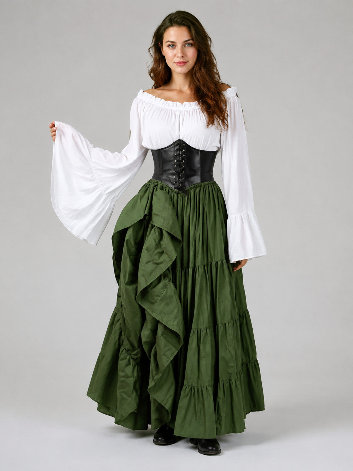 Long Renaissance Dress with Corset Insert on-model view