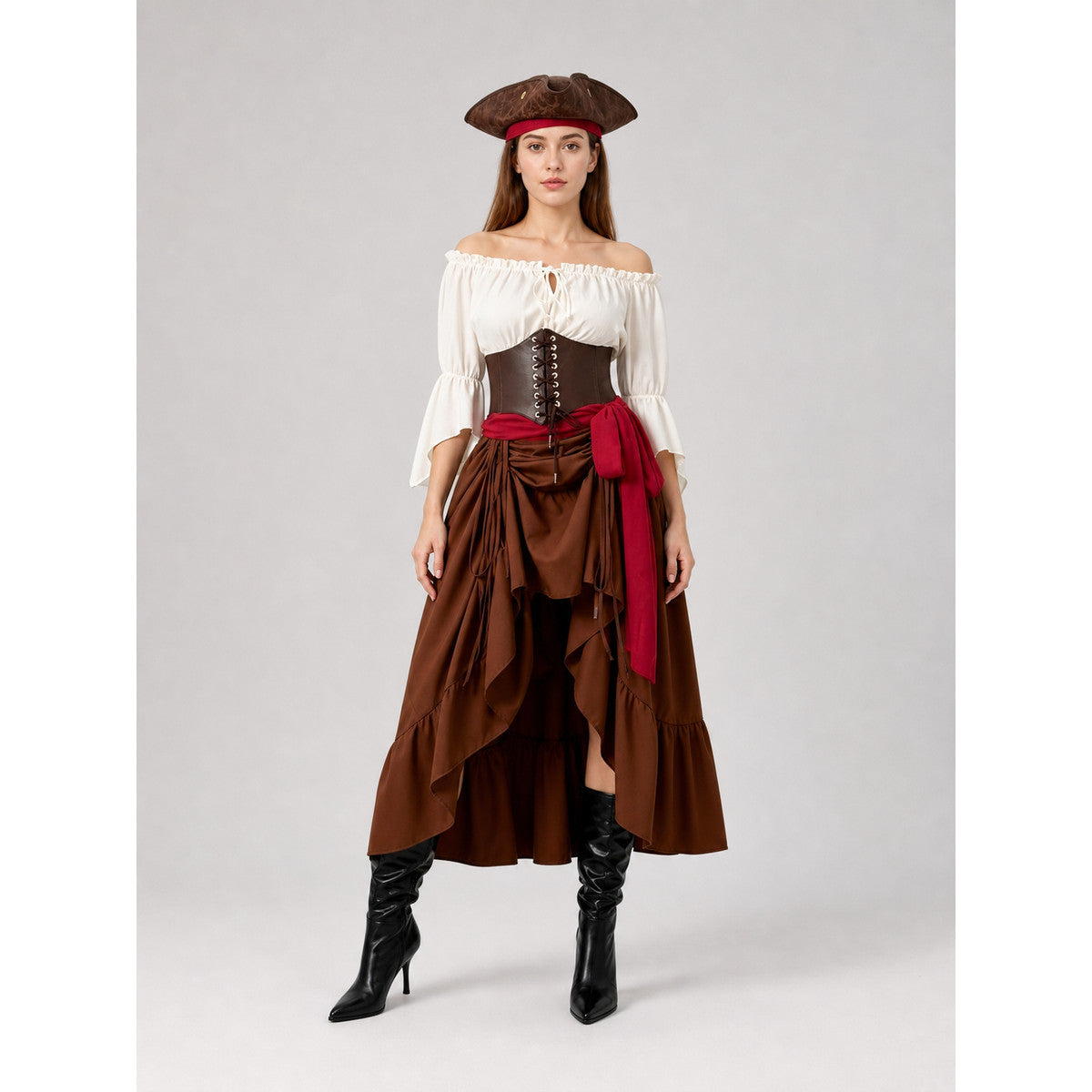 Pirate Costume with Corset, Blouse, and Skirt