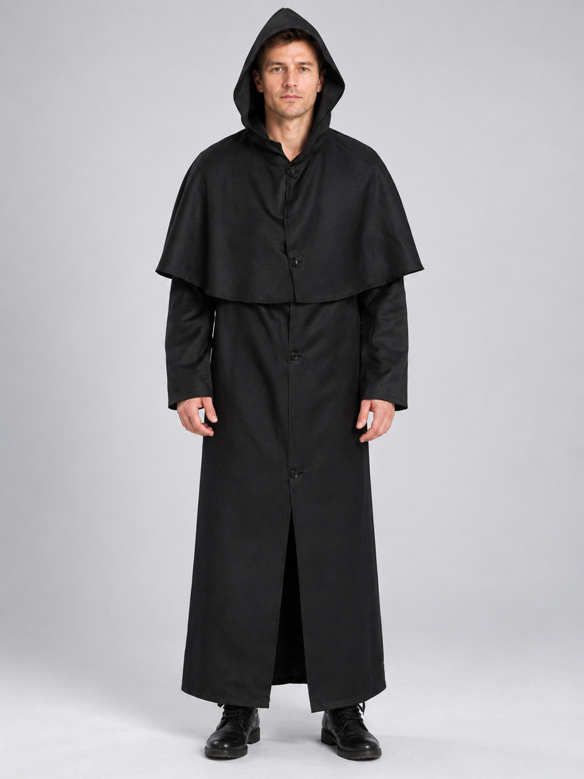 Carnival Costume: Long Black Hooded Robe