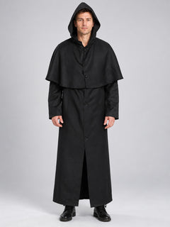 Carnival Costume: Long Black Hooded Robe