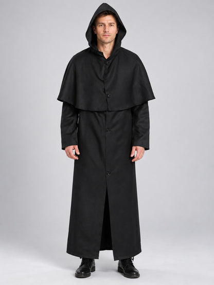 Carnival Costume: Long Black Hooded Robe
