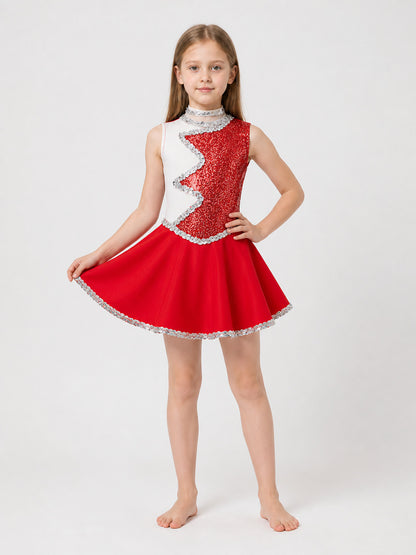Short Red and White Sequin Party Dress main product view