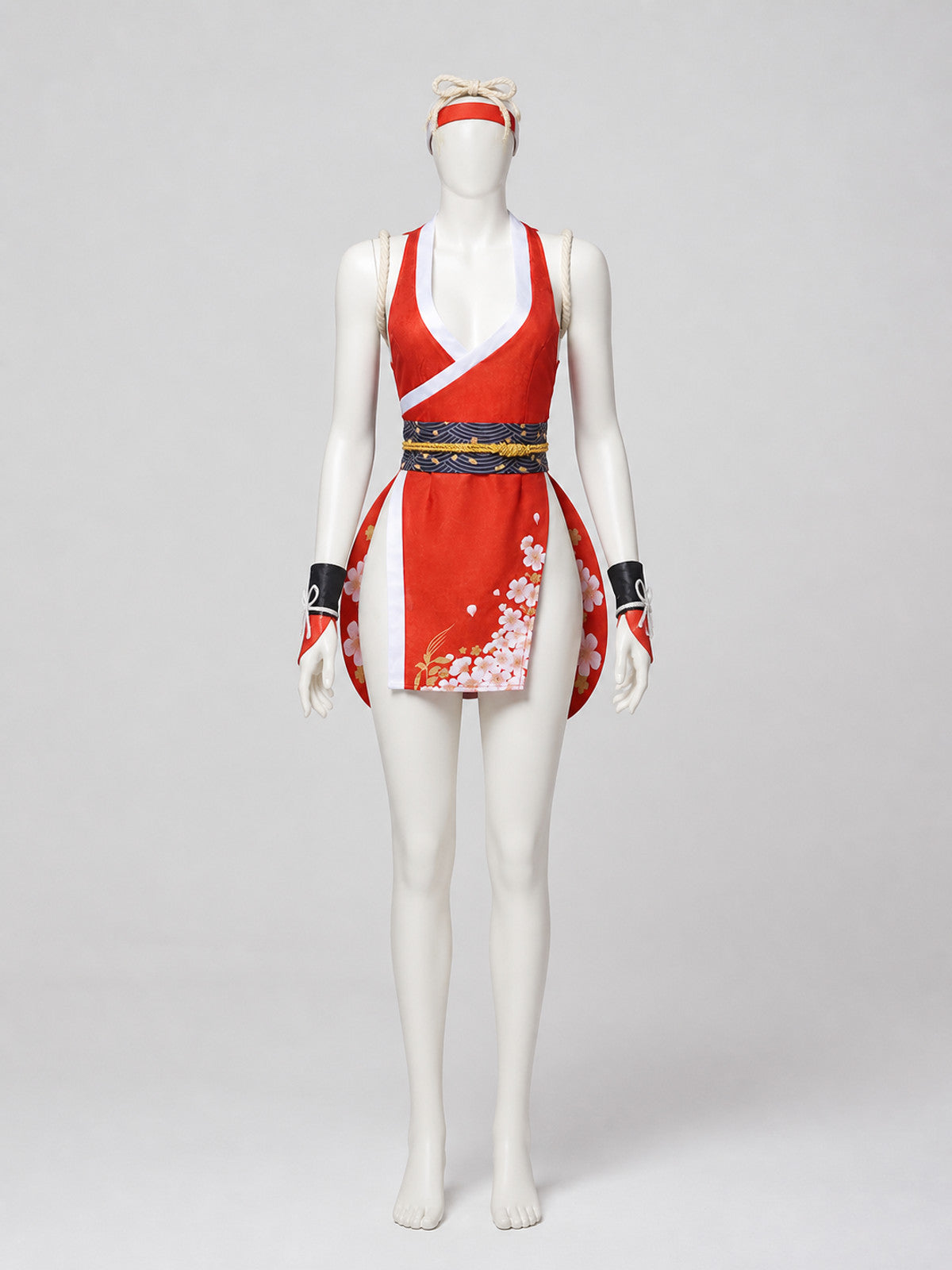 Mai Shiranui Cosplay Costume, Red-and-Black Set on-model view