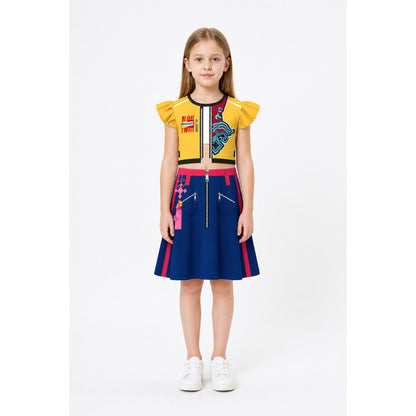 Halloween Costume Dress with Print and Zipper