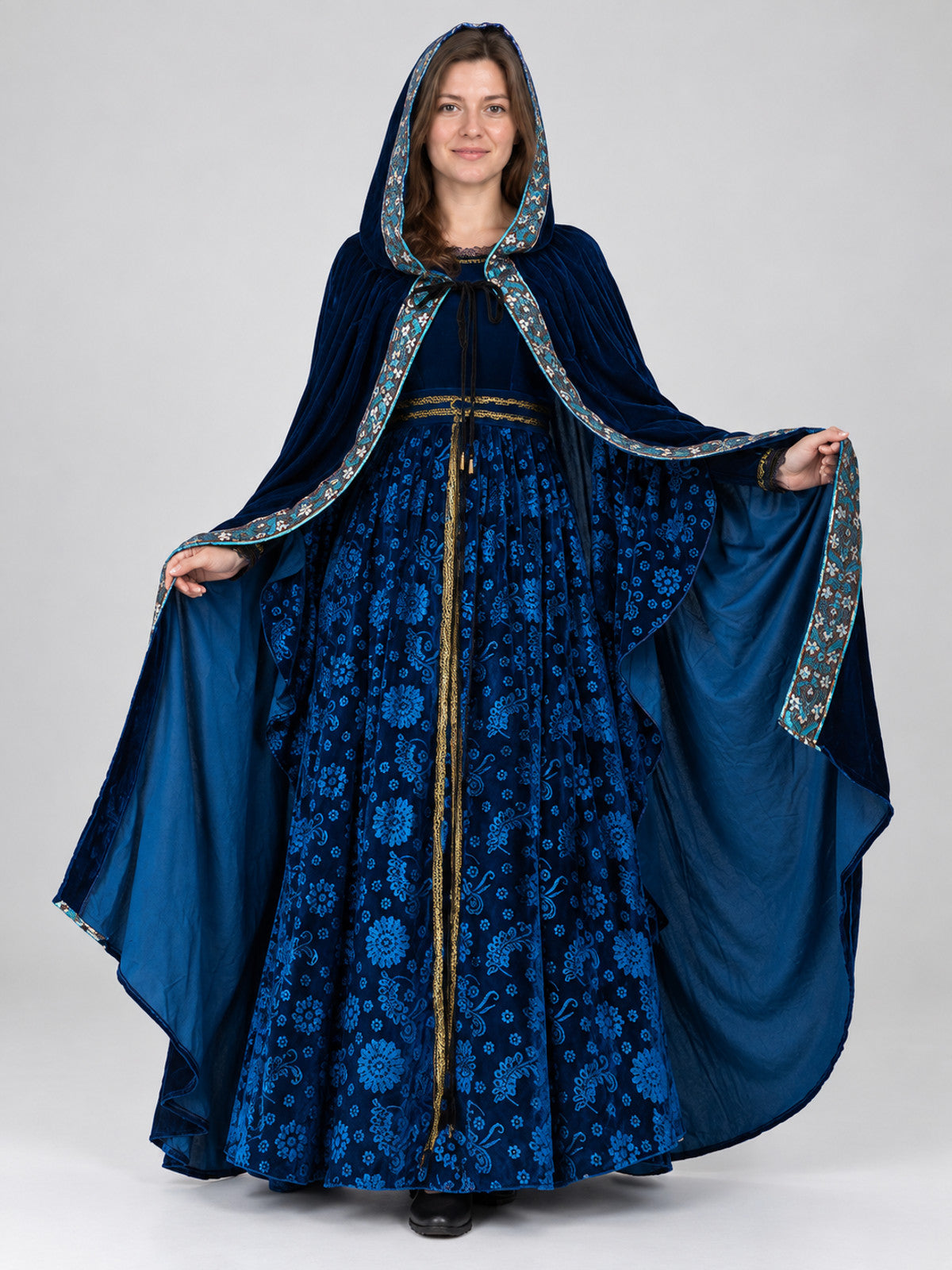 Carnival Costume with Cape and Floral Pattern
