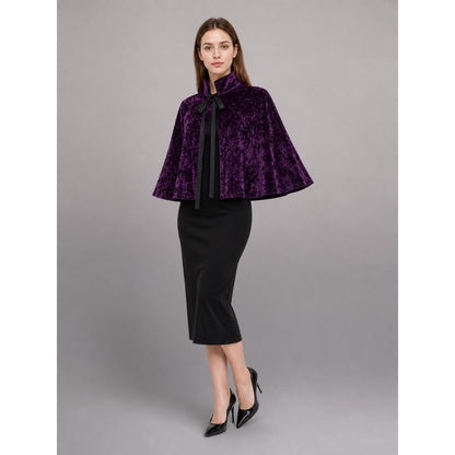 Purple Carnival Cape with Black Accents front view