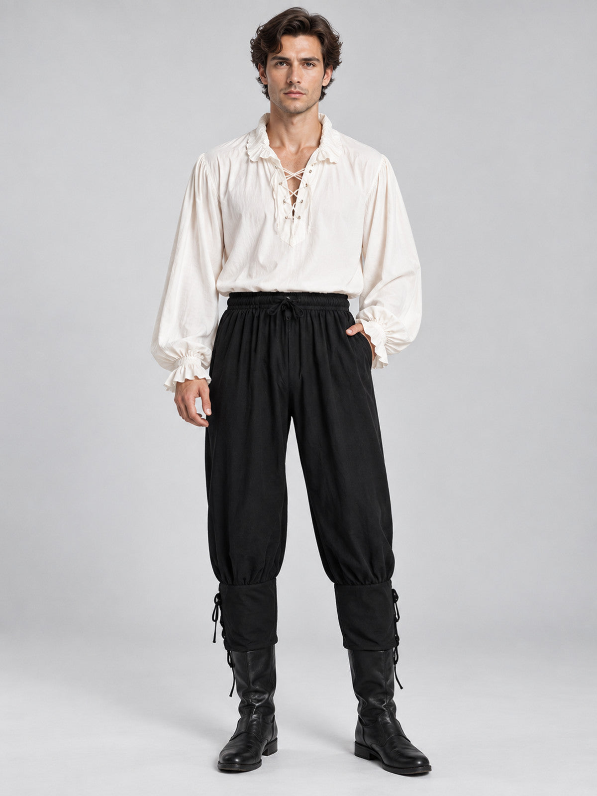Historical Style Pants Black with Ties