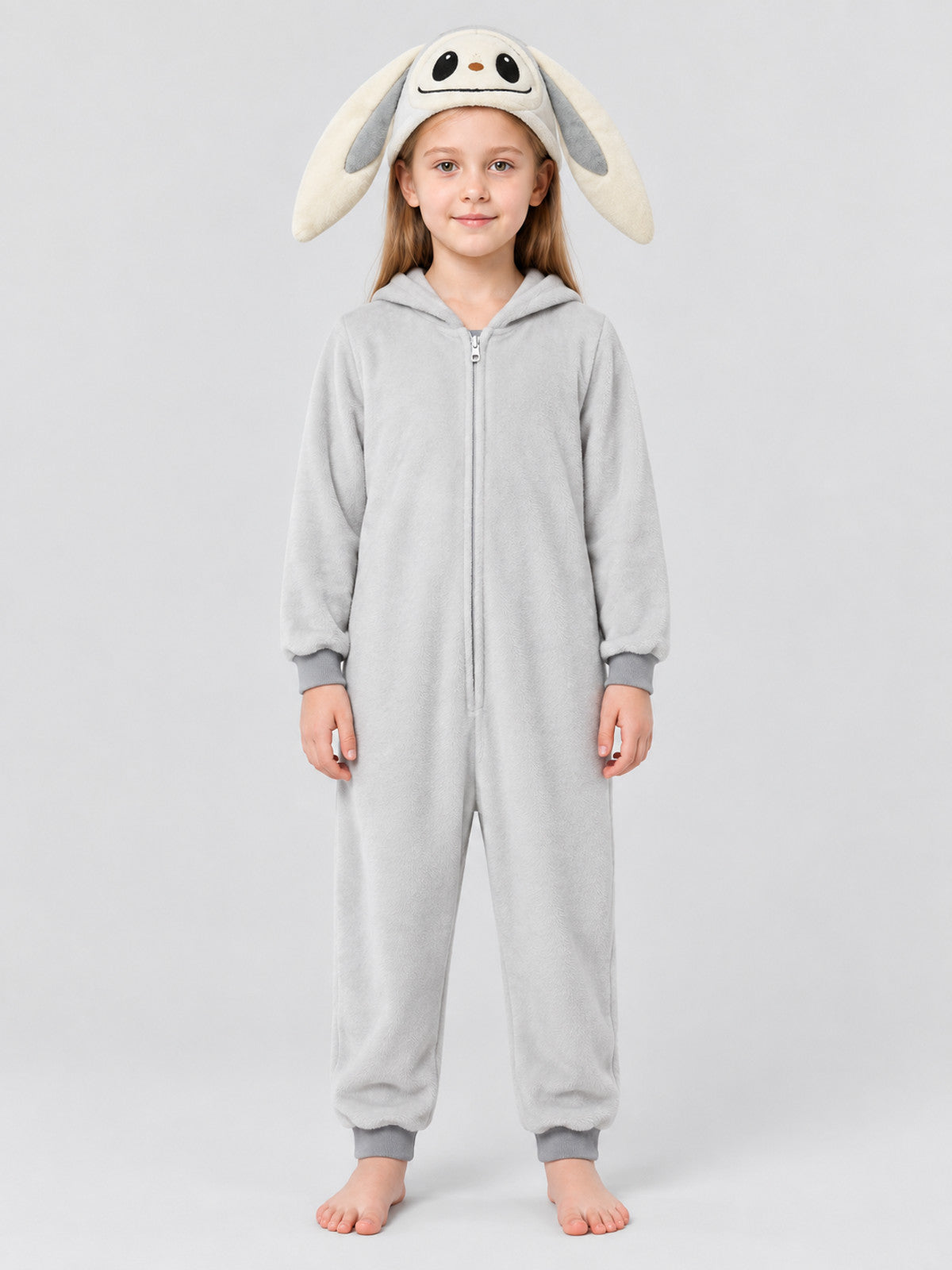 Kids' Bunny Ear Hooded Zip-Up Pajama Jumpsuit