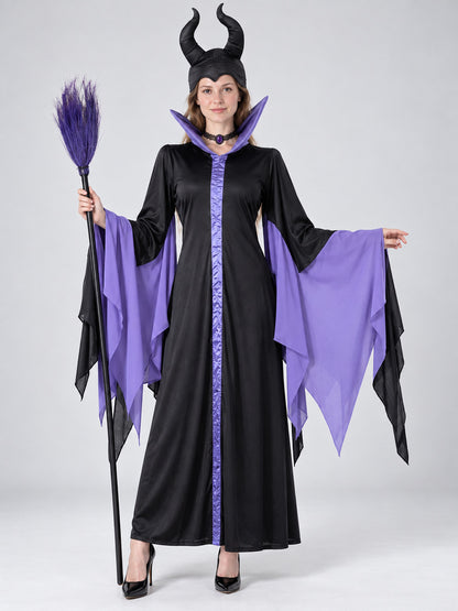 Vampire Halloween Costume with Horns and Broom
