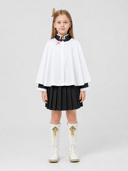 Shinobu Kocho Butterfly Cosplay Cape, Anime, with Headwear on-model view