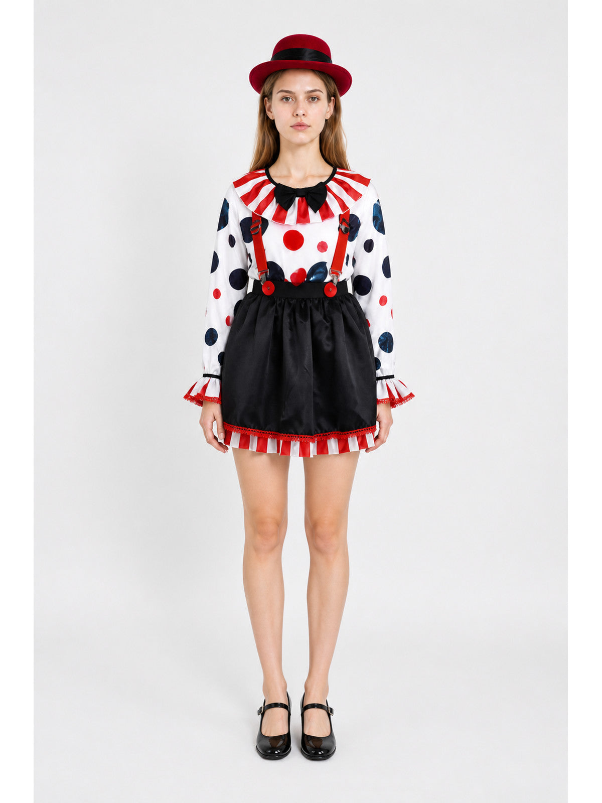 Clown Costume with Skirt, Hat, and Suspenders main product view