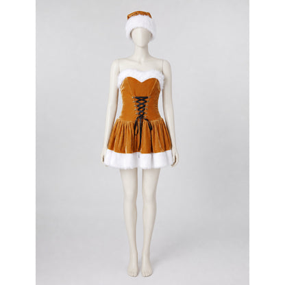 Christmas Costume: Gold Dress with Fur Trim