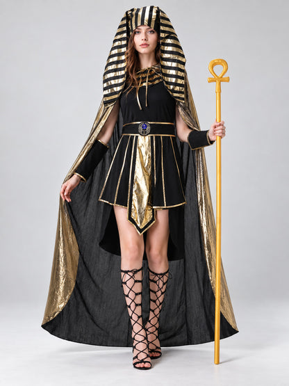 Egyptian-Style Carnival Costume with Cape on-model view